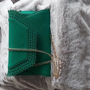 Kelly Green multi way clutch purse